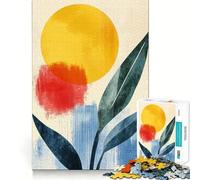 Abstract Sunshine - Minimalist Tropical Bloom Jigsaw 1000 Pieces for Teenagers Cozy Fun Stress Relief Play Family Play Santa Present (50x75cm)