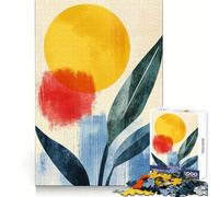 Abstract Sunshine - Minimalist Tropical Bloom Teenager Jigsaw Puzzles 1000 Pieces Brain Think Neat Cut Real Challenge Great Gift (38x52cm)