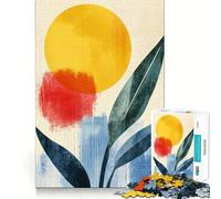 Abstract Sunshine - Minimalist Tropical Bloom Teenager Jigsaw Puzzles 1000 Pieces Brain Think Neat Cut Real Challenge Great Gift (38x52cm)