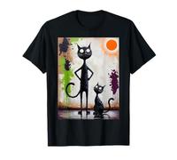 Abstract Surreal Cat Art Modern Psychedelic Colorful Feline T-Shirt
