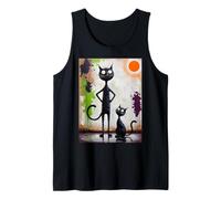 Abstract Surreal Cat Art Modern Psychedelic Colorful Feline Tank Top
