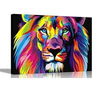 Abstract Surreal Rainbow Lion Canvas Wall Art Prints Home Decoration Animals Pictures Room Modern Art Landscape Framed Large 76 x 50cm (30 x 20 inches)