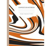 Abstract Swirl College Ruled Composition Notebook - 110 Pages (7.5 x 9.25 in): Retro Orange & Black Marble Wave Pattern Journal - Modern Aesthetic Notebook for School, Writing & Notes