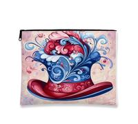 Abstract Swirl Cosmetic Bag, Red Blue Whimsical Artistic Makeup Travel Organizer for Women, Portable Small Canvas Zipper Pouch, Spring Festival Gift Toiletry Skincare Bag, red, 7x9 Inch, Swirl