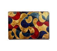 Abstract Swirl Gold Red Blue Metal Tin Sign Plaque