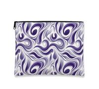 Abstract Swirl Makeup Pouch, Violet and White Cosmetic Bag for Women, Portable Canvas Zipper Organizer, Travel Toiletry Bag for All Seasons 7x9 Inch