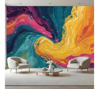 Abstract Swirl Pattern Peel and Stick Wall Mural Colorful Textures Canvas Removable Wallpaper,Self-Adhesive Premium Fabric Textured Wall Stickers Decor for Lounge Bedroom 366x254 cm
