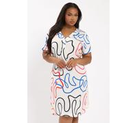 Abstract Swirl Pleat Front Tunic Dress Yours White 22-24