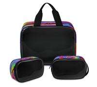 Abstract Swirl Tie Dye Makeup Bag for Women Men, Translucent Cosmetic Bag Wash Pouch Shower Bag 3 Pcs Travel Toiletry Toiletries Cosmetic Organizer