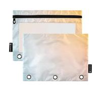 Abstract Teal Blurred Color 3 Ring Binder Pencil Pouch Zipper Binder Pencil Bags Work School Binders Clear Pockets Storage 9.8" x 7.1", 2 Packs