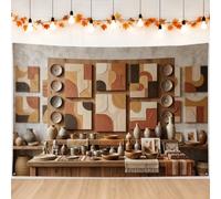 Abstract Terracotta Gallery Wall Art Bohemian Backdrop Banner 83x59 Inch