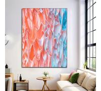 Abstract Texture Pictures For Living Room | 50X70Cm Prints For Walls | Canvas Wall Art For Hallway Stairs | Room Decor | Unframed Posters | Coral Pink Artwork (Oil Painting Graffiti)