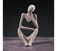 Abstract Thinker Sculpture Figurines Creative Resin Characters Craft Jewellery Statues Stoneware Home Decor Gifts (A)