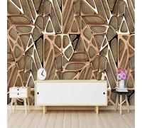 Abstract Three Dimensiona Golden Geometric Art Modern 3D Wallpaper Premium Textured Silk Neutral Tones Material Ideal for Living Room Bedroom-250cm×170cm