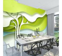 Abstract Three Dimensional Green Tree Ideas Modern 3D Wallpaper Premium Textured Silk Neutral Tones Material Ideal for Living Room Bedroom-250cm×170cm