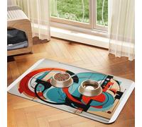 Abstract Three-Dimensional Painting Pet Feeding Mat-Waterproof & Non-Slip Dog and Cat Food Mat-No Stains Quick Dry Dog Water Dispenser Mat