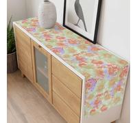 Abstract Tie Dye Art Table Runner 14x72 inch Purple Green Orange Gradient Print Cotton Linen Dining Table Runner Ideal for Dresser Kitchen Coffee Tables - Machine Washable