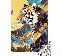Abstract Tiger Art with Geometric Patterns 1000 Pieces Jigsaw Puzzle, Animal Theme Puzzle for Adults, Relaxing Gift Idea, 70x50cm/1000pcs