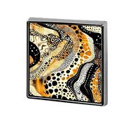 Abstract Tiger Leopard Pattern Square Badge Metal Lapel Pins Brooches for Clothing Decoration