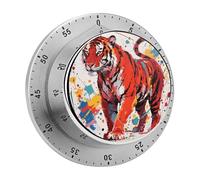 Abstract Tiger Mechanical Kitchen Timer Digital Timer with Magnetic Base 60-Minute Visual Countdown Stainless Steel Timers for Cooking, Baking, Eggs & Classroom Use, Loud Alarm