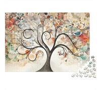Abstract Tree Art 1000 Piece Jigsaw Puzzle Beautiful Tree of Life Art Wall Decor Educational Game for Adults Challenging Jigsaw 38x26cm/1000pcs