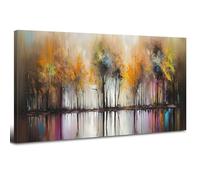 Abstract Tree Canvas Wall Art Autumn Forest Pictures for Living Room Wall Decor Rustic Nature Woods Scenery Painting Prints Modern Family Aesthetic Poster Frame Artwork Office Home Decoration 100x50CM