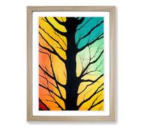 Abstract Tree Colours Vol.1 Framed Wall Art Print, Ready to Hang Picture for Living Room Bedroom Home Office, Oak A2 (48 x 66 cm)