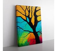 Abstract Tree Colours Vol.2 Canvas Wall Art Print Ready to Hang, Framed Picture for Living Room Bedroom Home Office Décor, 76x50 cm (30x20 Inch)