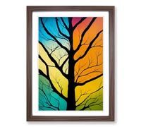 Abstract Tree Colours Vol.3 Framed Wall Art Print, Ready to Hang Picture for Living Room Bedroom Home Office, Walnut A2 (48 x 66 cm)