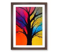 Abstract Tree Colours Vol.4 Framed Wall Art Print, Ready to Hang Picture for Living Room Bedroom Home Office, Walnut A2 (48 x 66 cm)