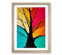 Abstract Tree Colours Vol.5 Framed Wall Art Print, Ready to Hang Picture for Living Room Bedroom Home Office, Oak A2 (48 x 66 cm)