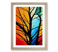 Abstract Tree Colours Vol.6 Framed Wall Art Print, Ready to Hang Picture for Living Room Bedroom Home Office, Oak A2 (48 x 66 cm)