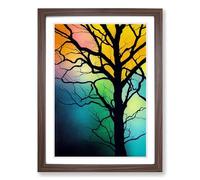 Abstract Tree Colours Vol.8 Framed Wall Art Print, Ready to Hang Picture for Living Room Bedroom Home Office, Walnut A2 (48 x 66 cm)