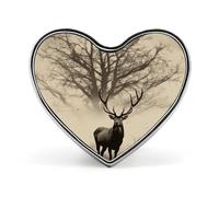 Abstract Tree Elk Picture Buttons Pin Memorial Boutonniere for Wedding Groom Bride, Customize Lapel Heart Pin for Christmas, Men Women Costume Decorative Fashionable Brooches