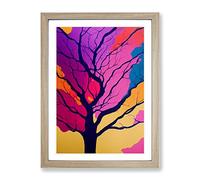 Abstract Tree In Colour No.5 Framed Print | A3 Oak Framed Wall Art | Ready to Hang | Abstract Floral Picture | Living Room Bedroom Lounge Office