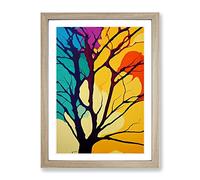 Abstract Tree In Colour No.6 Framed Print | A3 Oak Framed Wall Art | Ready to Hang | Abstract Floral Picture | Living Room Bedroom Lounge Office