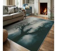 Abstract Tree Small Rug for Bedroom Washable Mats and Rugs, Black Willow Lake Bedroom Decor Area Rug, Non Slip Low Pile Soft Indoor Door Mat, 100 x 150 cm, FD7548