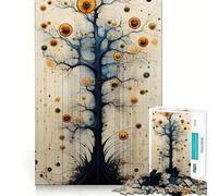 Abstract Tree with Golden Orbs for Adults 1000 Piece Puzzle Brain Exercise HD Print Home Activity Birthday Art Gift (50x75cm)