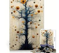 Abstract Tree with Golden Orbs Jigsaw Puzzles for Teenagers 1000 Pieces Home Fun Sharp Cut Family Fun Thoughtful Gift (38x52cm)