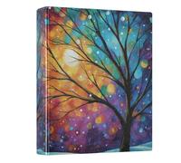 Abstract Tree with Snowflake Colorful 3 Ring Binders 1.5 Inch Clear View Three Ring Binders Versatile Binder Fits 200 Sheets 1 Pack