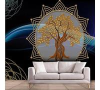 Abstract Trees Geometric Stripes Art Modern 3D Wallpaper Premium Textured Silk Neutral Tones Material Ideal for Living Room Bedroom-400cm×280cm