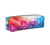 Abstract Triangle Geometry Pencil Case Leather Simple Zipper Pencil Bag, Color 7, 21 x 5 x 5.5 cm