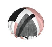 Abstract Triangle Striped Reusable Luxury Shower Cap For Women, Double Protection Layers Elastic For Ladies Spa Salon