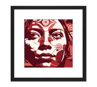 Abstract Tribal Icon Woman Modern Portrait Street Art Graffiti Painting Square Wooden Framed Wall Art Print Picture 8X8 Inch Artery8 Black One Size