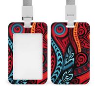 Abstract Tribal Pattern ID Badge Holder with & Lanyard - Durable ABS Plastic, Vertical ID Card Holders, Waterproof Badge Reel for Nurse, Teacher, Office & Gym