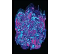 Abstract Trippy Psychedelic Notebook - 150 pages, college ruled, A5 - for writing, journaling, taking notes: Magenta Pink, Neon Blue, Navy Blue Trippy ... Yellow, Dark Red and Persian Pink back cover