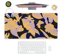 Abstract Tropical Floral Desk Mat Extended Mouse Mat with Non-Slip Rubber Base Smooth Face Large Mouse Pad 90X40 CM Gaming Mousemat Office Desk Decor Gift Mousepad Gaming for School Home Office