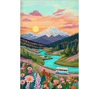 Abstract Tropical Landscape Poster Mountain River Plant Tree Beautiful Scenery Canvas Painting Wall Art Room Home Decor 30x40cm No Frame