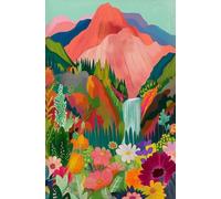 Abstract Tropical Landscape Poster Mountain River Plant Tree Beautiful Scenery Canvas Painting Wall Art Room Home Decor 60x90cm No Frame
