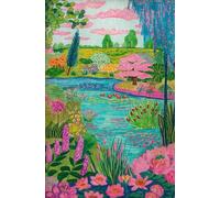 Abstract Tropical Landscape Poster Mountain River Plant Tree Beautiful Scenery Canvas Painting Wall Art Room Home Decor 30x40cm No Frame